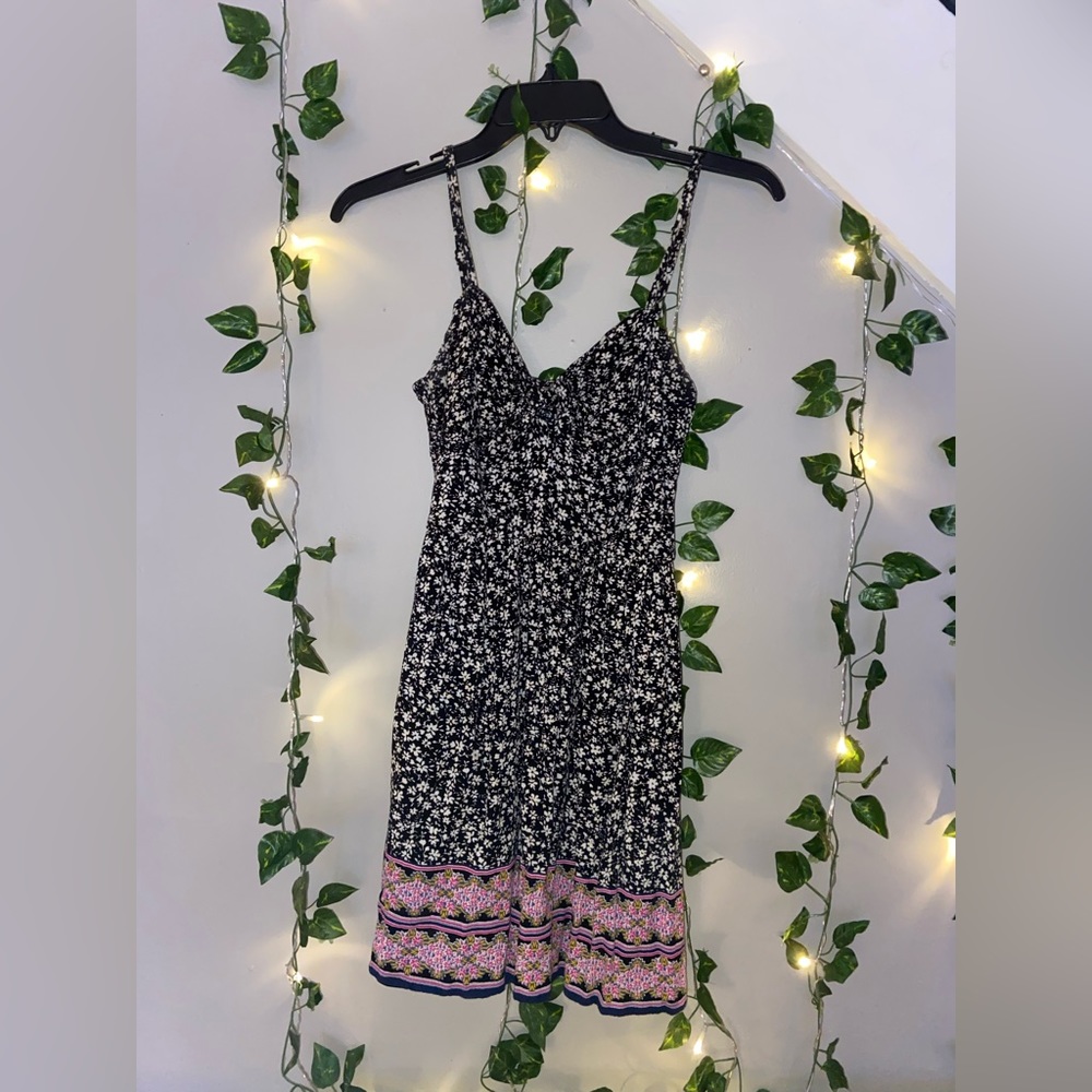 Black floral patterned sundress